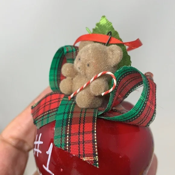 3” apple “#1 Music Teacher” Christmas tree ornament decoration vintage decor - Picture 8 of 15